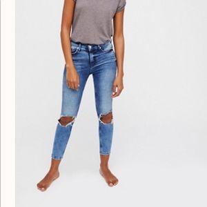 Free People High Rose Distressed Skinny Jeans